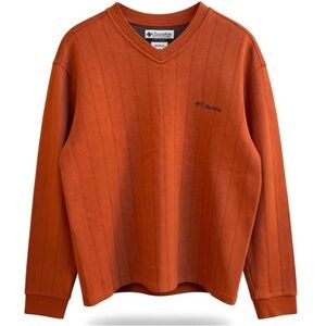 MEN’S COLUMBIA SPORTSWEAR ORANGE RIB KNIT V- NECK NORTH RIDGE SWEATER SIZE MED